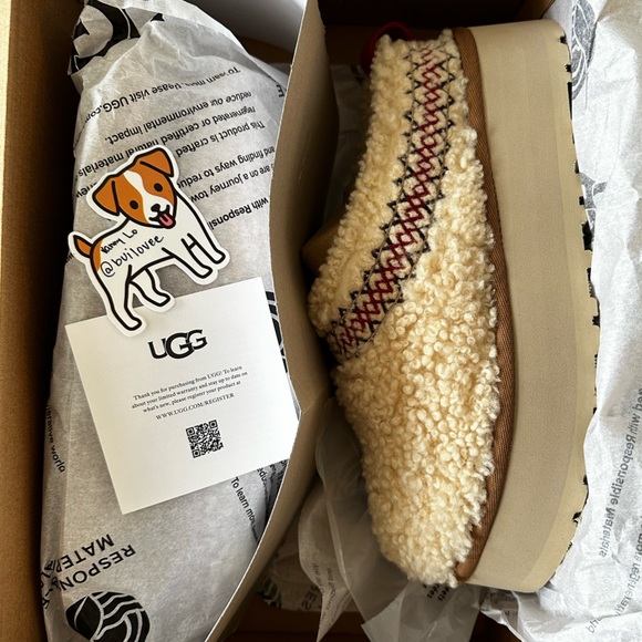 ❤️🤍NWT UGG TAZZ Natural Braid platform Slippers - Womens 6🤍❤️ - Picture 3 of 9